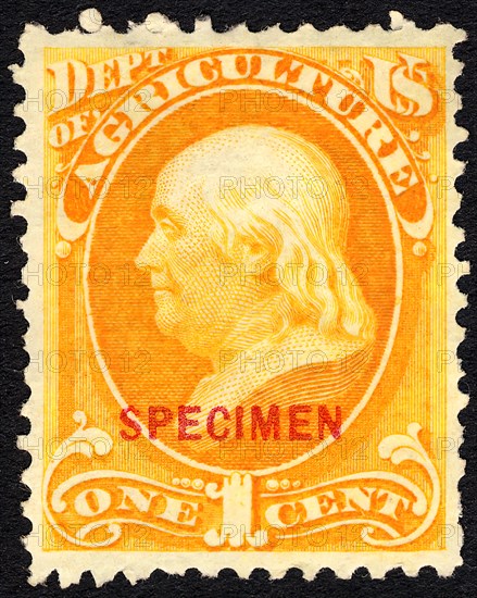 1c Franklin Agriculture Department special printing single, 1875. Creator: Unknown.