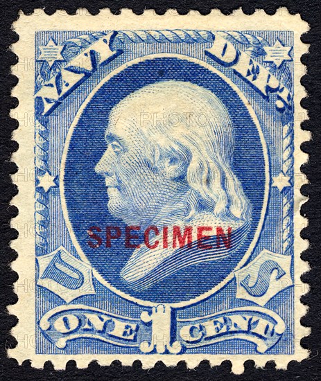 1c Franklin Navy Department special printing single, 1875. Creator: Unknown.