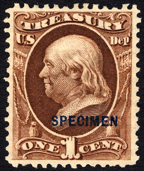 1c Franklin Treasury Department special printing single, 1875. Creator: Unknown.