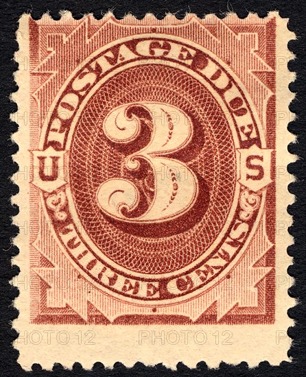 3c Postage Due single, 1879. Creator: Unknown.