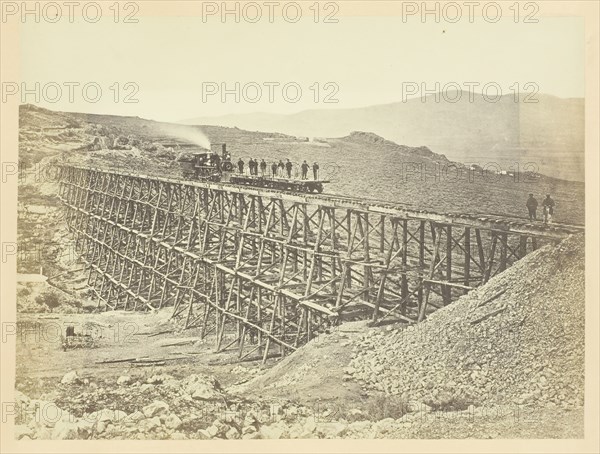 Trestle Work, Promontroy Point, Salt Lake Valley, 1868/69. Creator: Andrew Joseph Russell.