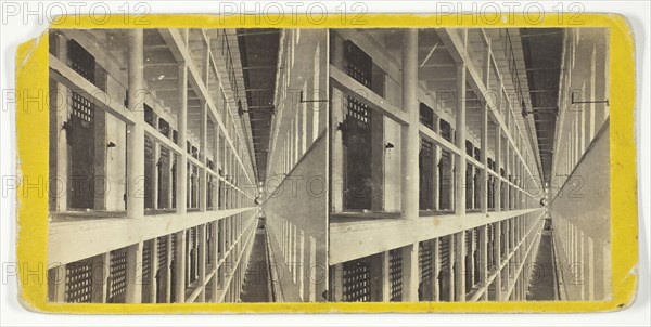 Interior View of the Main Hall of Prison, East Side, which is 6 Stories High..., 1860/69. Creator: Anthony & Company.