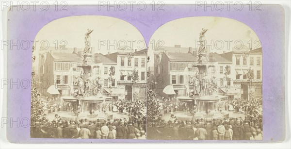 Untitled [crowd round a fountain], 1875/99.  Creator: Unknown.
