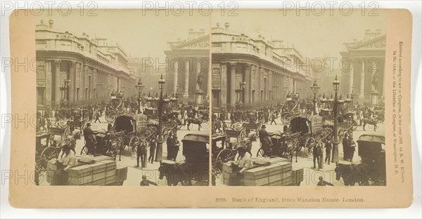 Bank of England, from Mansion House, London, 1891. Creator: BW Kilburn.