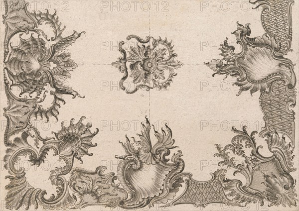 Two Designs for Ceiling Decorations, Plate 2 from 'Unterschiedliche neu inv..., Printed ca. 1750-56. Creator: Jeremias Wachsmuth.