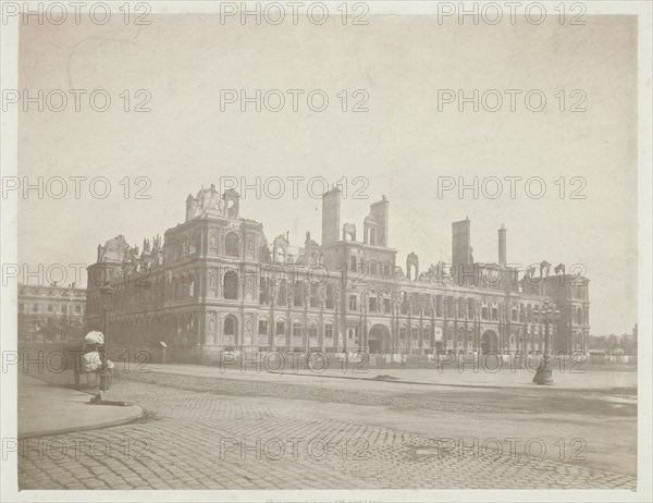Paris Fire (The Facade of City Hall), May 1871. Creator: Charles Soulier.