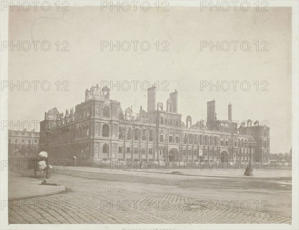 Paris Fire (The Facade of City Hall), May 1871. Creator: Charles Soulier.