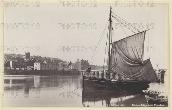 Bideford Bridge from River Bank, 1860/94. Creator: Francis Bedford.