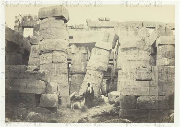 Pillars in the Great Hall, Karnac, 1857. Creator: Francis Frith.