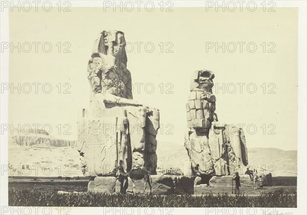 The Statues of Memnon, Plain of Thebes, 1857. Creator: Francis Frith.