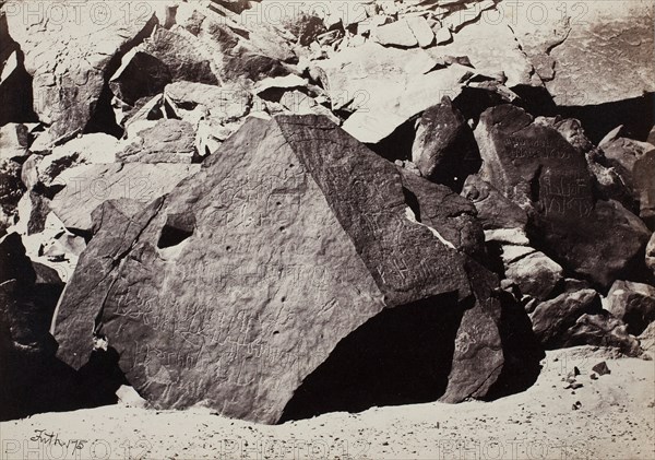 Sinaitic Inscriptions in Wadee El-Mukattab, 1860. Creator: Francis Frith.