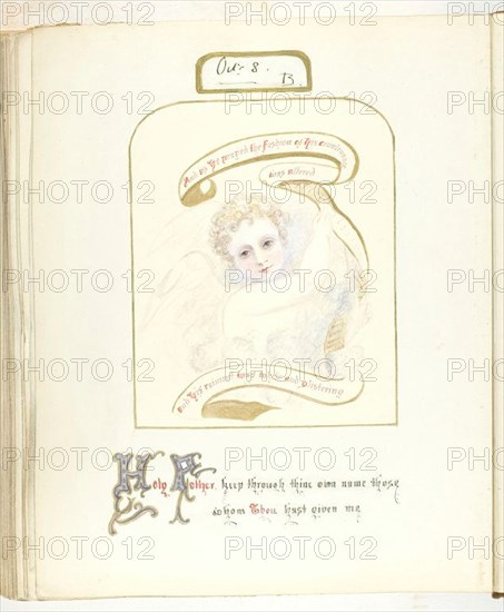 Untitled [cherub and religious text], 1855/68. Creator: Georgina Cowper.
