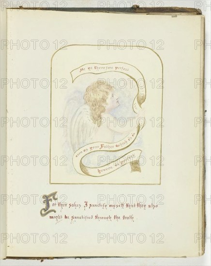 Untitled [cherub with religious text], 1855/68.  Creator: Georgina Cowper.
