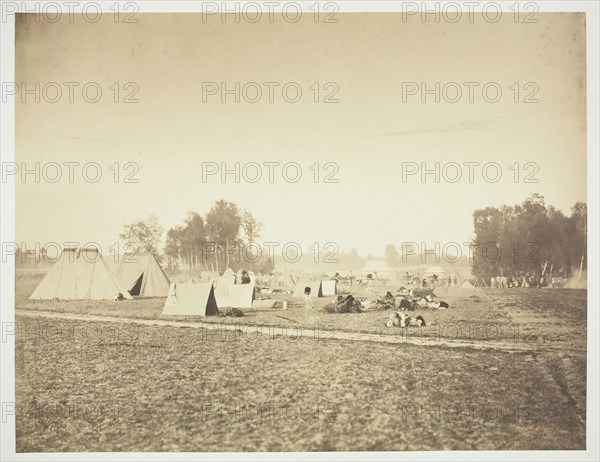 Tents and Military Gear, Camp de Châlons, 1857. Creator: Gustave Le Gray.