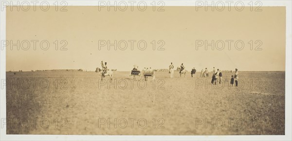 Untitled [visitors watching military manoeuvres], 1857.  Creator: Gustave Le Gray.