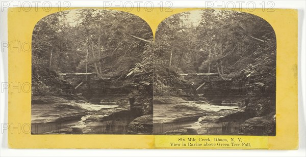 Six Mile Creek, Ithaca, N.Y. View in Ravine above Green Tree Fall, 1860/65. Creator: J. C. Burritt.
