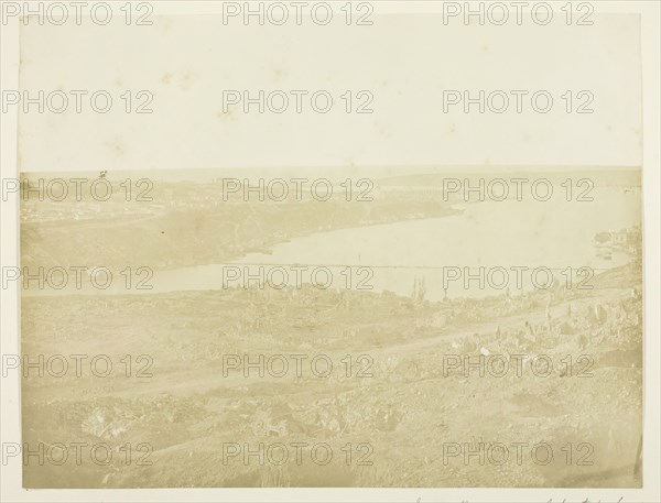 Inner Harbour of Sebastopol, Bridge Connecting the City with the Suburb Fort Nickolas..., 1855. Creator: James Robertson.