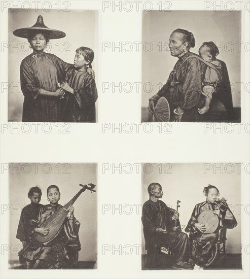 Boat Girls; A Canton Boatwoman and Child; Musicians; Musicians, c. 1868. Creator: John Thomson.