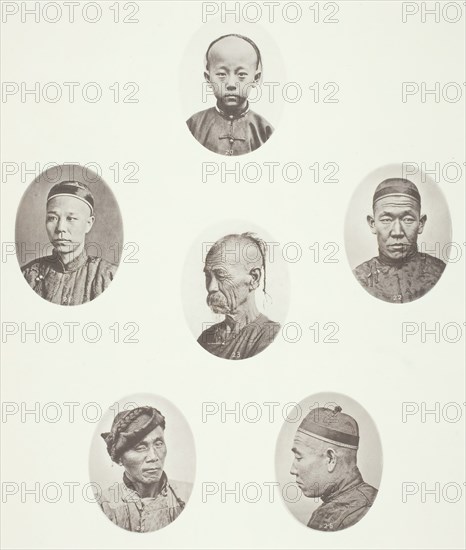 Cantonese Boy; Cantonese Merchant; Mongolian Male Head; A Venerable Head; A Labourer..., c. 1868. Creator: John Thomson.