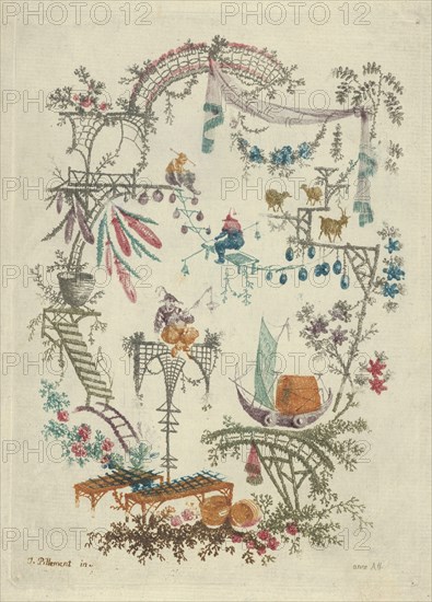 Chinoiserie from Nouvelle Suite de Cahiers Arabesques Chinois, 1790-99. Creator: Anne Allen.