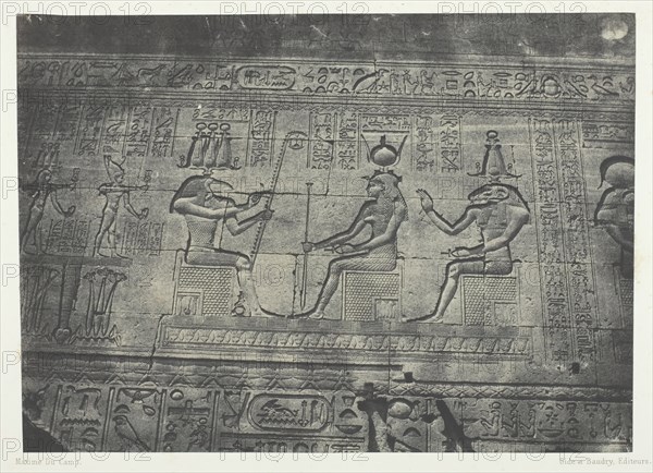 Grand Temple de Dendérah (Teutyres), Sculptures de la Façade Postérieure; Haute-Egypte, 1849/51. Creator: Maxime du Camp.