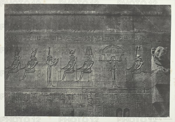 Grand Temple de Dendérah (Teutyres), Sculptures de la Façade Postérieure; Haute-Egypte, 1849/51. Creator: Maxime du Camp.