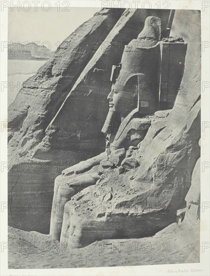 Ibsamboul, Colosse Oriental Du Spéos De Phrè, Vu De Profil; Nubie, 1849/51, printed 1852. Creator: Maxime du Camp.