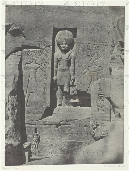 Ibsamboul, Sculptures de l'Entrée du Spéos de Phrè, Nubie, 1849/51, printed 1852. Creator: Maxime du Camp.