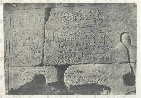 Inscription Démotique, Grand Temple d'Isis à Philoe; Nubie, 1849/51, printed 1852. Creator: Maxime du Camp.