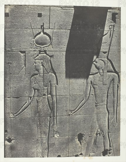 Kalabscheh, Sculptures De La Façade Postérieure Du Temple; Nubie, 1849/51, printed 1852. Creator: Maxime du Camp.