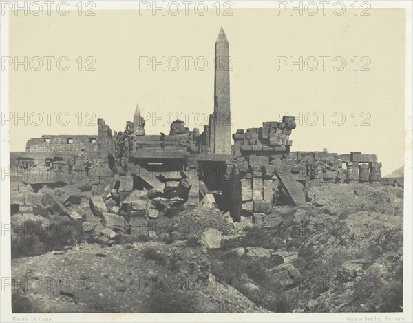 Palais de Karnak, Sanctuaire de Granit et Salle Hypostyle; Thèbes, 1849/51, printed 1852. Creator: Maxime du Camp.