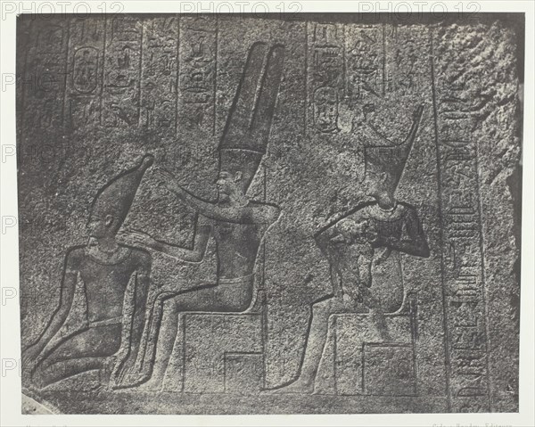 Palais de Karnak, Sculptures Extérieures du Sanctuaire de Granit; Thèbes, 1849/51, printed 1852. Creator: Maxime du Camp.