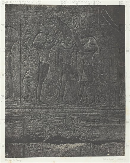 Palais de Karnak, Sculptures Extérieures du Sanctuaire de Granit; Thèbes, 1849/51, printed 1852. Creator: Maxime du Camp.