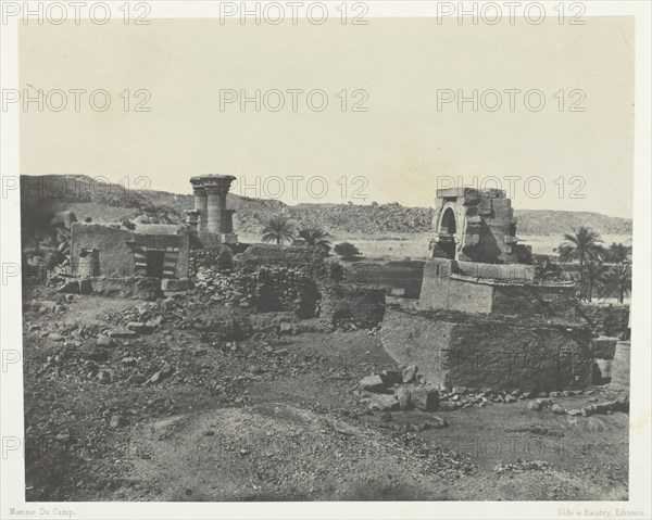 Village et Temple de l'Ile de Béghé, à l'Ouest de Philoe; Nubie, 1849/51, printed 1852. Creator: Maxime du Camp.