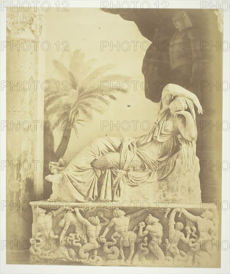 Untitled (Statue of Woman Reclining Atop a Sarcophagus), c. 1857. Creator: Robert MacPherson.