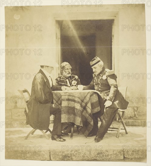 A Council of War: Lord Raglan, Omar Pacha and Pelissier, Taken the eve Before the..., Crimea, 1855. Creator: Roger Fenton.