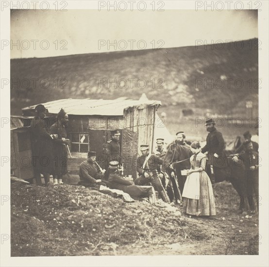 Camp of the 4th Dragoon Guards, convivial party, French & English, 1855. Creator: Roger Fenton.
