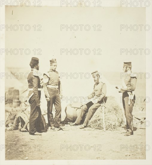 Captain Walker, 30th Regiment, reading General Orders, 1855. Creator: Roger Fenton.