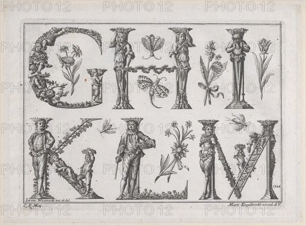 Decorated Roman alphabet, 18th century., 18th century. Creator: Jeremias Wachsmuth.