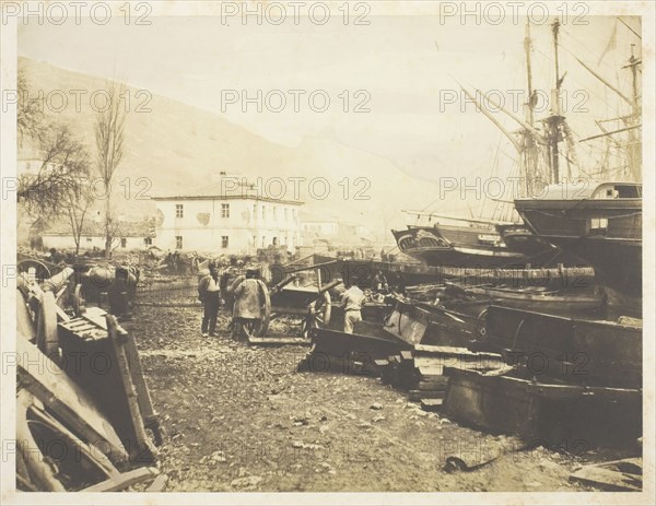 Landing Place, Ordnance Wharf, Balaklava, 1855. Creator: Roger Fenton.