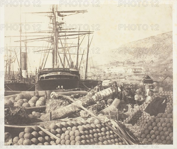 The Ordnance Wharf, Balaklava, 1855. Creator: Roger Fenton.