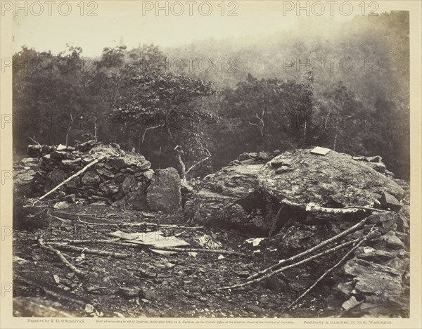 Interior of Breastworks on Round Top, Gettysburg, July 1863. Creator: Alexander Gardner.