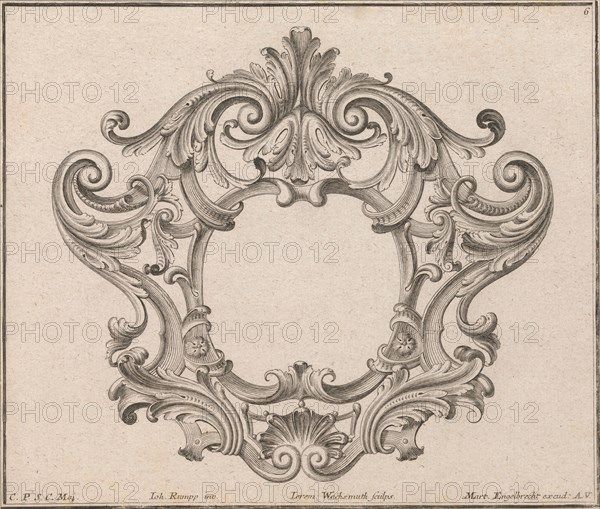 Design for a Cartouche, Plate 6 from 'Neü inventierte sehr dienstiche Schil..., Printed ca. 1750-56. Creator: Jeremias Wachsmuth.
