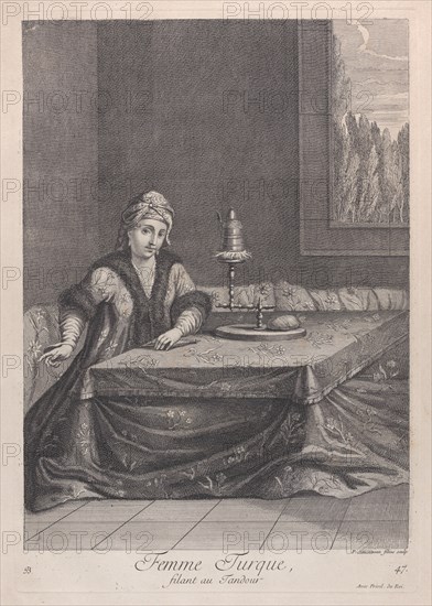 Femme Turque, filant au Tandour, 1714-15. Creator: Unknown.