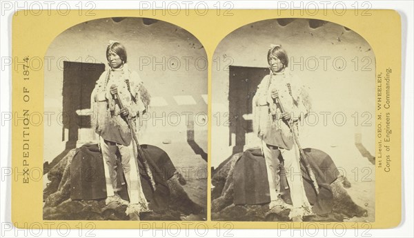 Shee-zah-nan-tan, Jicarilla Apache Brave in characteristic Costume, Northern New Mexico, 1874. Creator: Tim O'Sullivan.