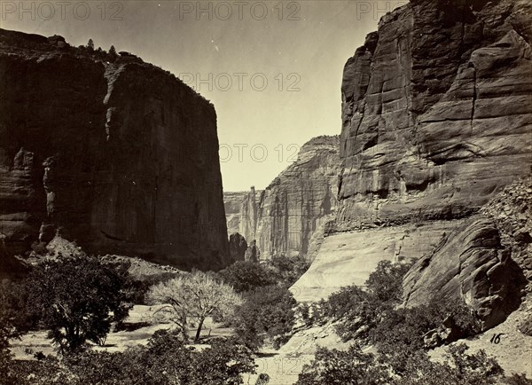 Head of Cañon de Chelle, Looking Down. Walls about 1200 feet in height, 1873. Creator: Tim O'Sullivan.