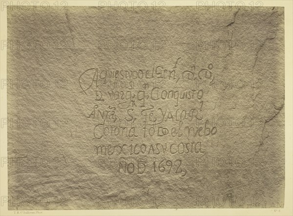 Historic Spanish Record of the Conquest, South Side of Inscription Rock..., 1873. Creator: Tim O'Sullivan.