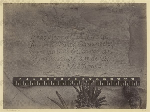 Historic Spanish Record of the Conquest, South Side of Inscription Rock, N.M.- No. 3., 1873. Creator: Tim O'Sullivan.