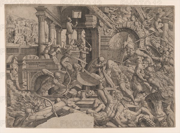 The Sack of Troy, 1535-55. Creator: Jean Mignon.