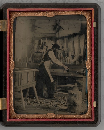 Untitled (Carpenter in his Workshop), 1864. Creator: Unknown.